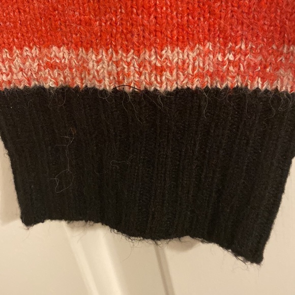 BP Nordstrom NWT Cropped Cardigan Button Down Stripe Red Black Sz XS V Neck Knit - Picture 8 of 10